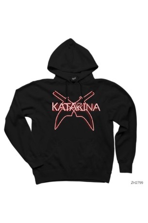 League of Legends Katarina Knifes Siyah Kapüşonlu Sweatshirt Hoodie