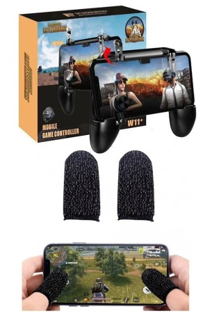 Samsung Galaxy S23+ Uyumlu Pubg Parmaklık Eldiveni+W11 Plus Oyun Konsolu Tetik Joystick Gamepad