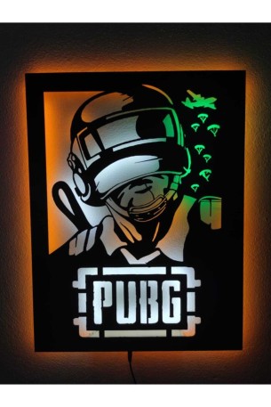 Pubg Gamer Led Işıklı Ahşap Dekoratif Duvar Tablosu