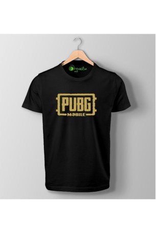 Unisex Siyah Pubg Mobile Gold Baskılı Yetişkin Tişört