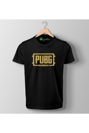 Unisex Siyah Pubg Mobile Gold Baskılı Yetişkin Tişört