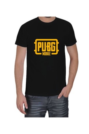 Unisex Siyah Pubg Mobile Baskılı T-shirt