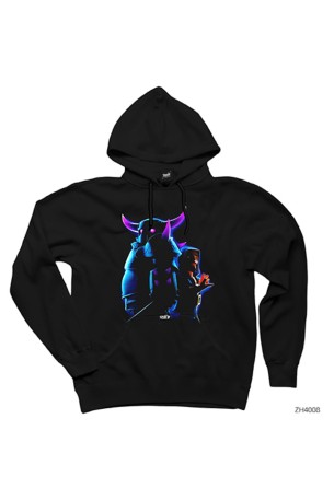 Clash Of Clans Büyücü ve Pekka Siyah Kapşonlu Sweatshirt Hoodie