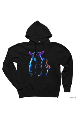 Clash Of Clans Büyücü ve Pekka Siyah Kapşonlu Sweatshirt Hoodie